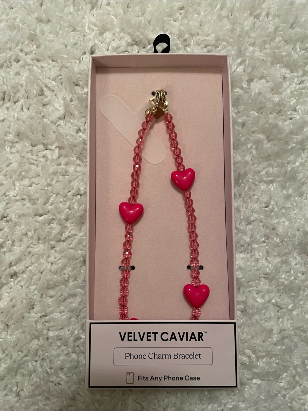 Velvet Caviar Phone Charm Bracelet Hot Pink Hearts NIB